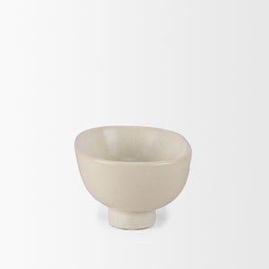 Tyren Cream Glazed Decorative Oblong Ceramic Bowl