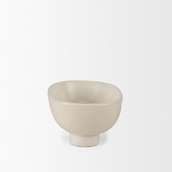 Tyren Cream Glazed Decorative Oblong Ceramic Bowl