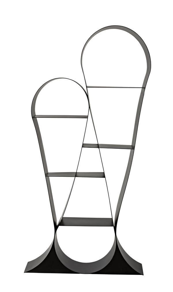 Zaha Industrial Steel Bookcase in Matte Black