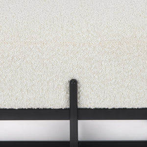 Amelia 55.0L x 18.0W x 18.0H Cream Boucle W/Black Metal Upholstered Bench