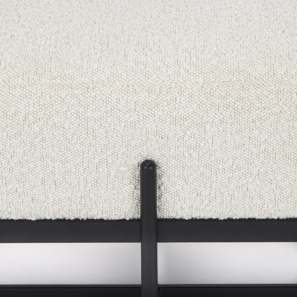 Amelia 55.0L x 18.0W x 18.0H Cream Boucle W/Black Metal Upholstered Bench