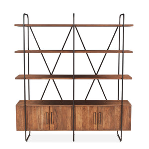 Verbania 75" Acacia Wood Bookshelf, Pecan Brown