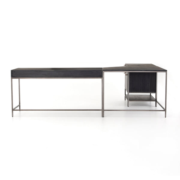 Trey Desk System With Filing Cabinet in Black Wash