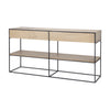 Morris 63.0L x 15.0W x 31.0H Beige Wood w/ Black Metal Frame 2 Drawer Console Table