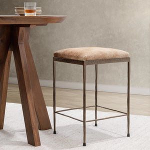 Classic Home Bose Hide Counter Stool with Iron Frame