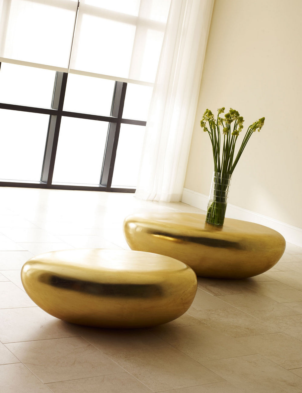 River Stone Cocktail Table, Gold Leaf, Small