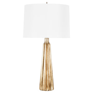 GOLD LEAF TASSEL LAMP WITH 17 INCH DIAMETER SHADE