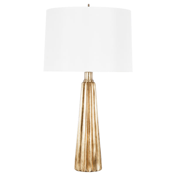 GOLD LEAF TASSEL LAMP WITH 17 INCH DIAMETER SHADE