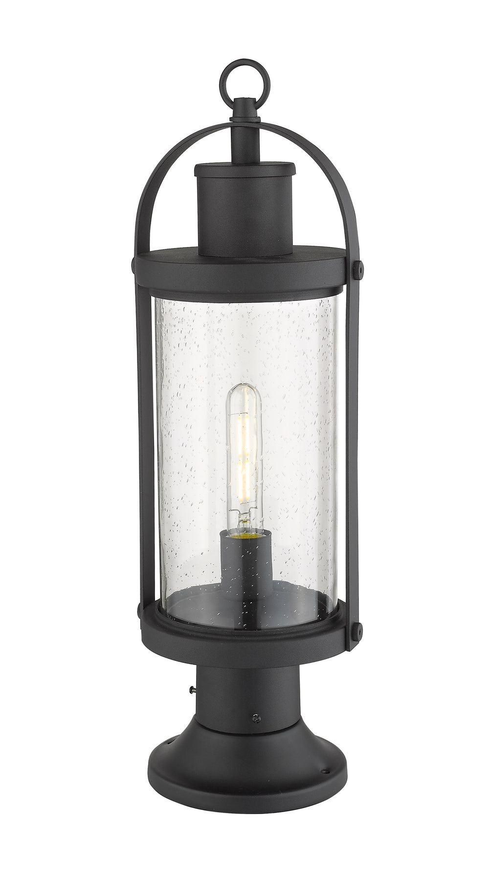 Roundhouse 1 Light Outdoor Pier Mounted Fixture in Black Finish