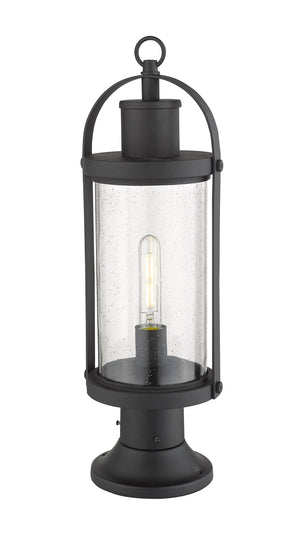 Roundhouse 1 Light Outdoor Pier Mounted Fixture in Black Finish
