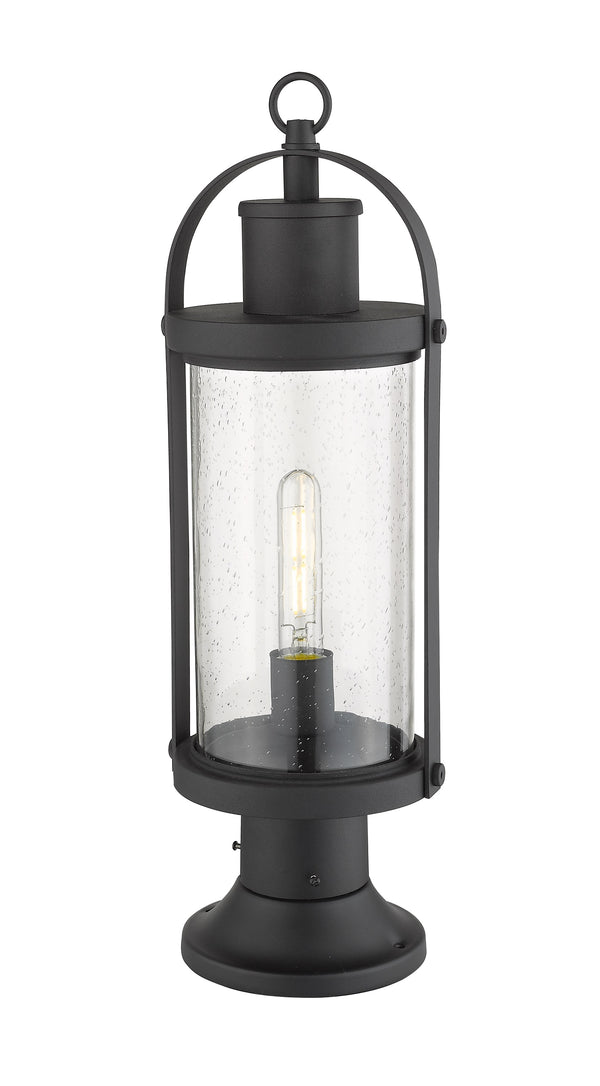 Roundhouse 1 Light Outdoor Pier Mounted Fixture in Black Finish