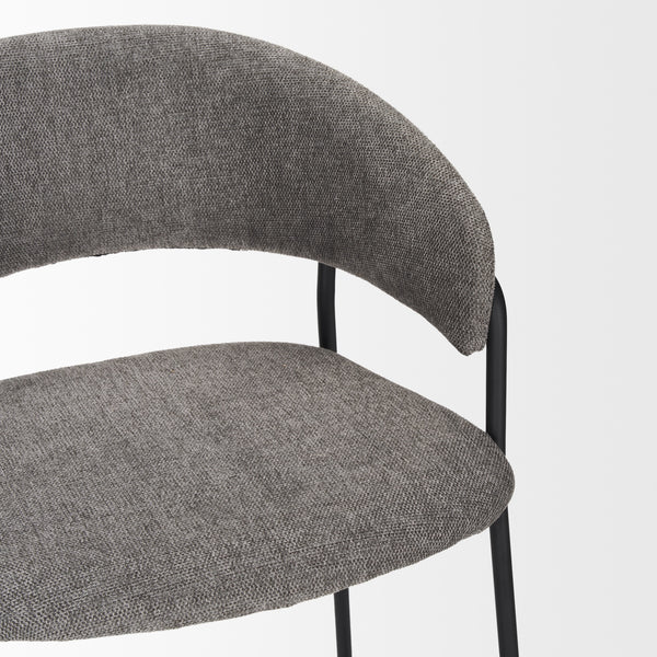 Carolyn Counter Stool w/ Gray Fabric & Matte Black Metal