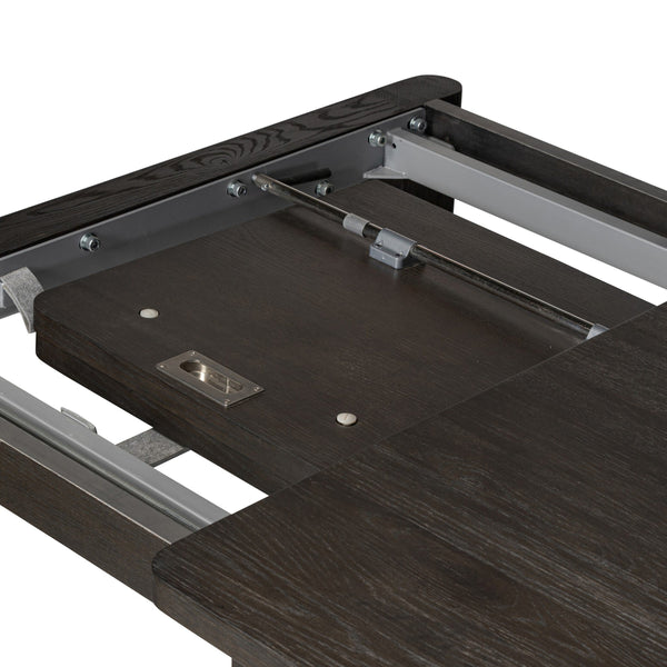 Noeline Double Extension Dining Table - Cracked Smoked Black Veneer