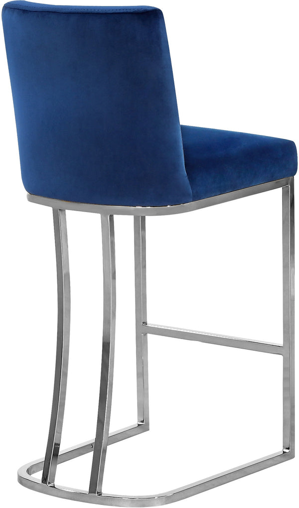 Rick Stool In Navy Velvet and Chrome
