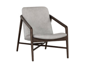CINELLI LOUNGE CHAIR - DISTRESSED BROWN - SALOON LIGHT GREY LEATHER