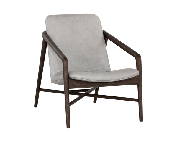 CINELLI LOUNGE CHAIR - DISTRESSED BROWN - SALOON LIGHT GREY LEATHER