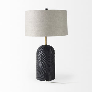 Quinn 18.0L x 18.0W x 28.8H Navy Base W/Beige Fabric Shade Table Lamp