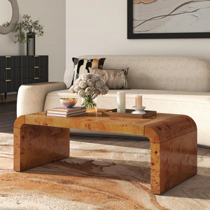 Adriel Burl Wood Coffee Table, Golden Brown Burl