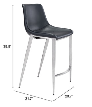 Magnus Counter Stool (Set of 2) Brown & Silver