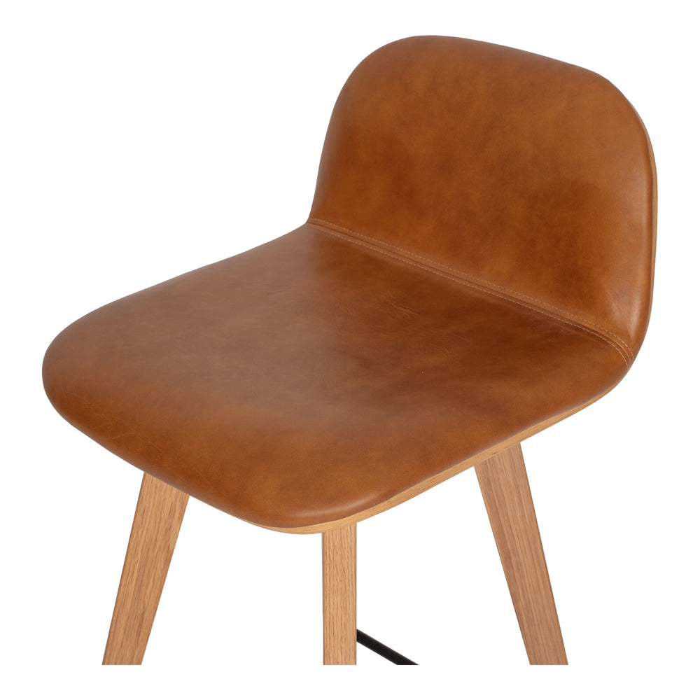 Napoli Leather Counter Stool with Oak Legs