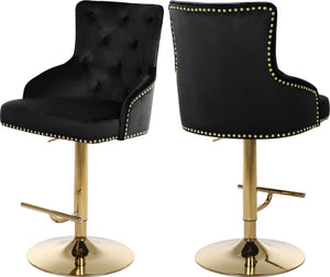 Stella Adjustable Stool In Black Velvet and Gold