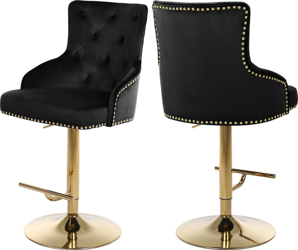 Stella Adjustable Stool In Black Velvet and Gold