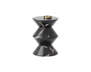 UNION END TABLE - MARBLE LOOK - BLACK
