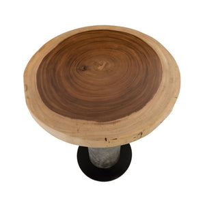 Concrete Bar Table, Chamcha Wood Top, Grey 