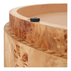 Arsenio Burl Wood Round Coffee Table, Natural Burl