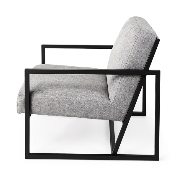 Armelle Gray Fabric Seat W/Black Metal Frame Accent Chair