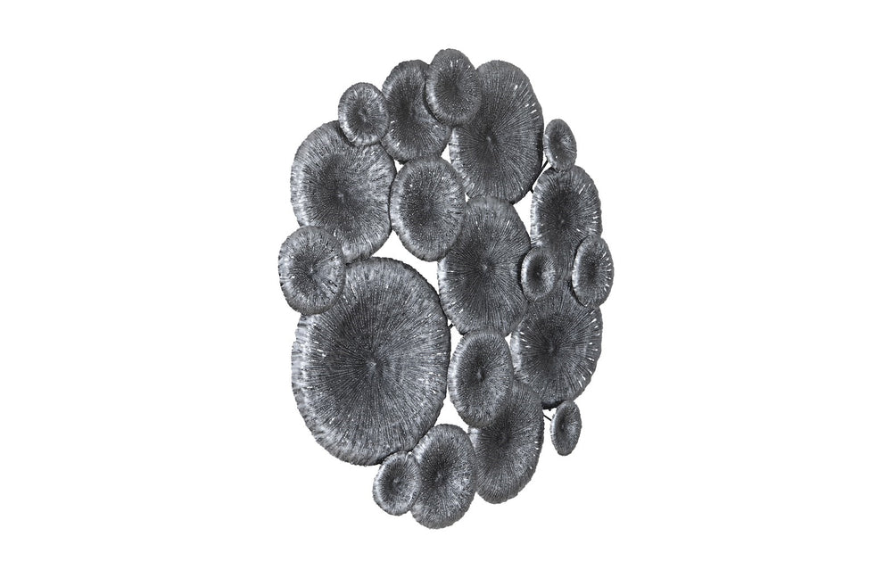 Lotus Collage, Round, Metal, Silver/Black