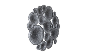 Lotus Collage, Round, Metal, Silver/Black