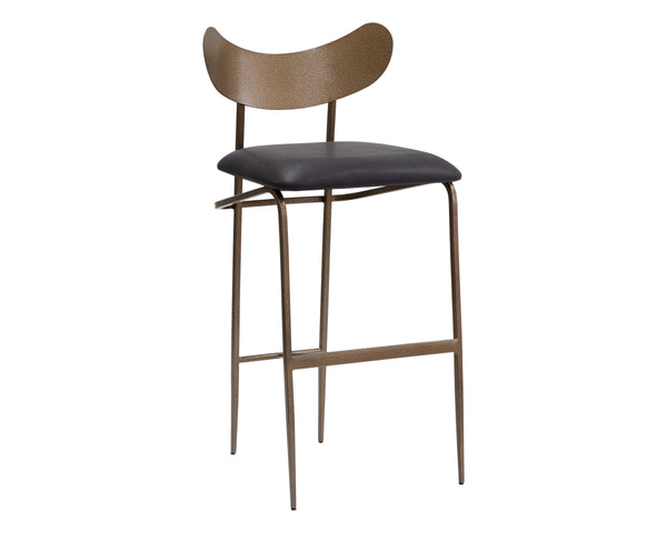 GIBBONS BARSTOOL - ANTIQUE BRASS - CHARCOAL BLACK LEATHER