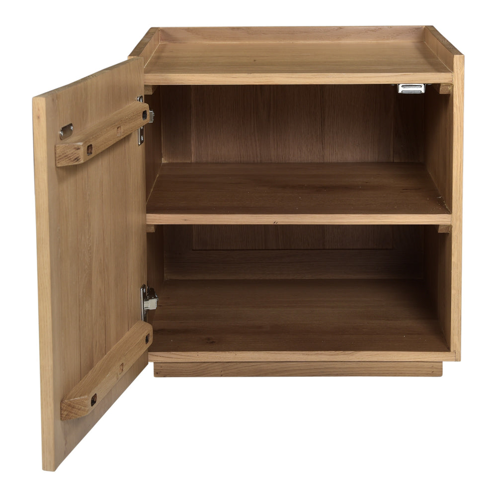 Plank Nightstand in Natural Oak with Storage Cabinet