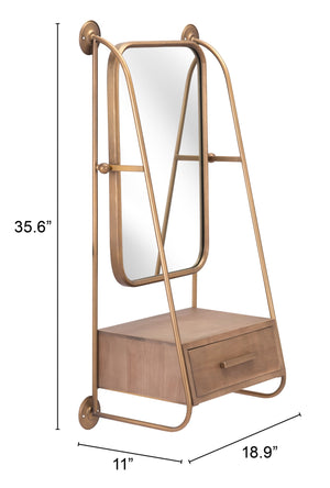 Peralta Mirror Shelf Gold