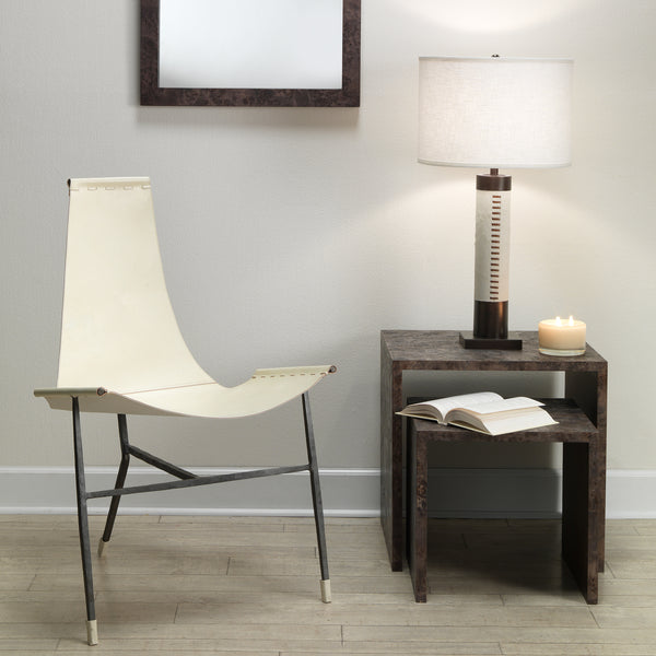Sheridan Ox Hide Table Lamp with Linen Shade