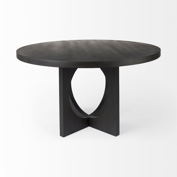 Liesl 54.L x 54.0W x 30.0H Black Wood W/ Circular Top Dining Table