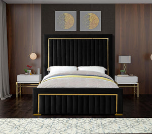 Benjamin Queen Bed In Black Velvet