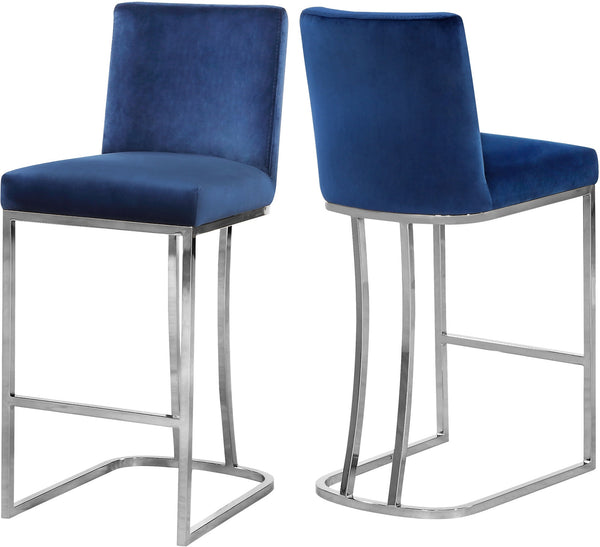 Rick Stool In Navy Velvet and Chrome