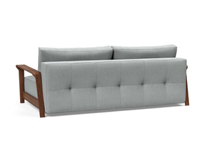 RAN D.E.L. SOFA BED in MELANGE LIGHT GREY FABRIC WITH Dark wood LEGS 538