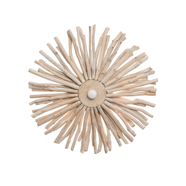 SMALL ROUND WALL SCONCE HANDCRAFTED WITH WHITEWASH EURCALYPTUS WOOD