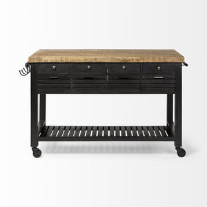 Columbia 62L x 28W x 36H Black Wooden Kitchen Island