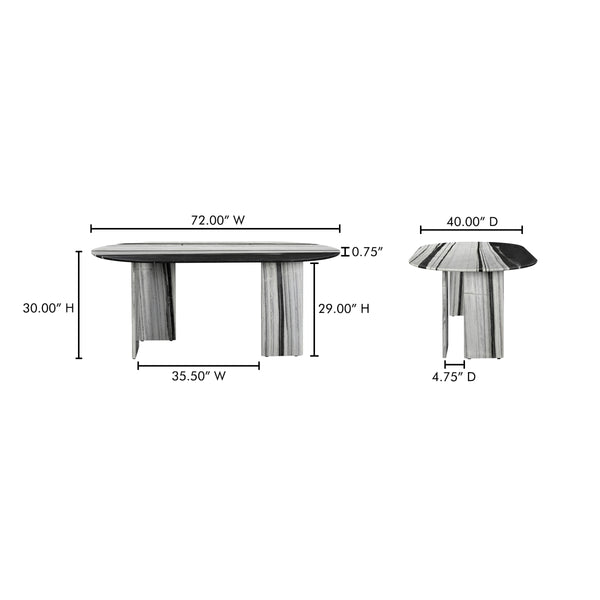 Celia Oval Dining Table in Panda Marble