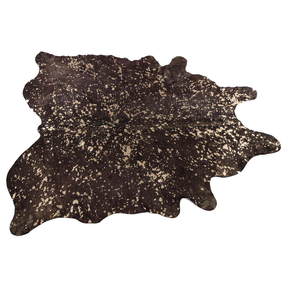 Cowhide - Metallic gold splash on brown
