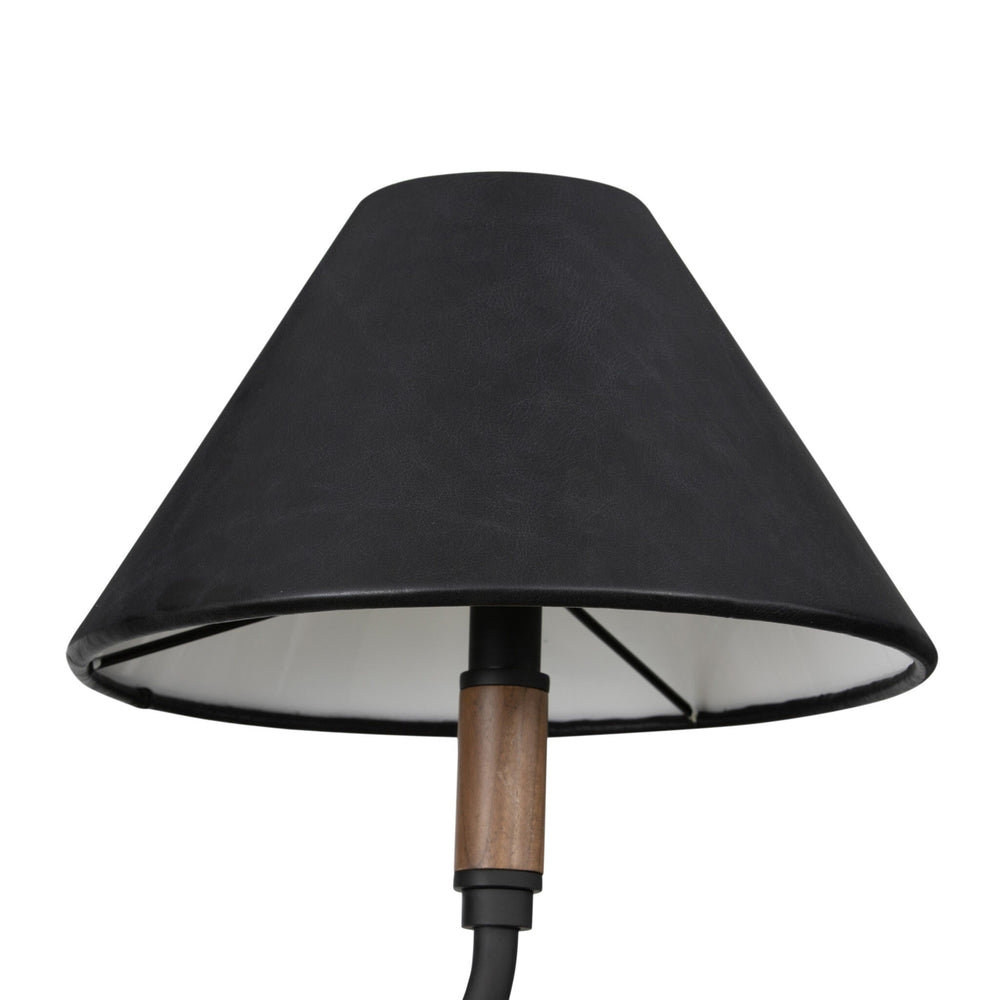 Cullen Linear Double Pendant - Black Leather
