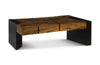 Criss Cross Coffee Table on Black Iron Legs, Chamcha Wood
