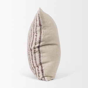 Jenna Beige w/ Merlot Print Linen Square Decorative Pillow Cover