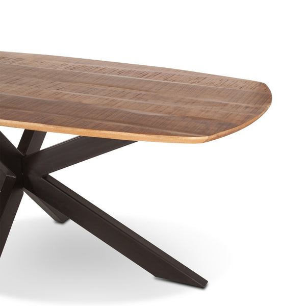 Rapallo 82" Mango Wood and Iron Dining Table, Natural