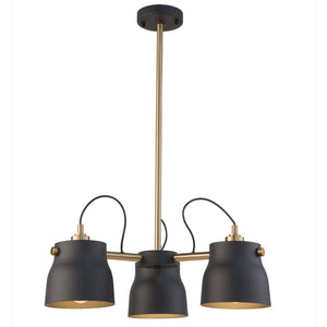 Euro Industrial AC11363VB Chandelier in Matte Black & Harvest Brass