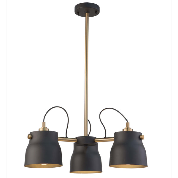 Euro Industrial AC11363VB Chandelier in Matte Black & Harvest Brass
